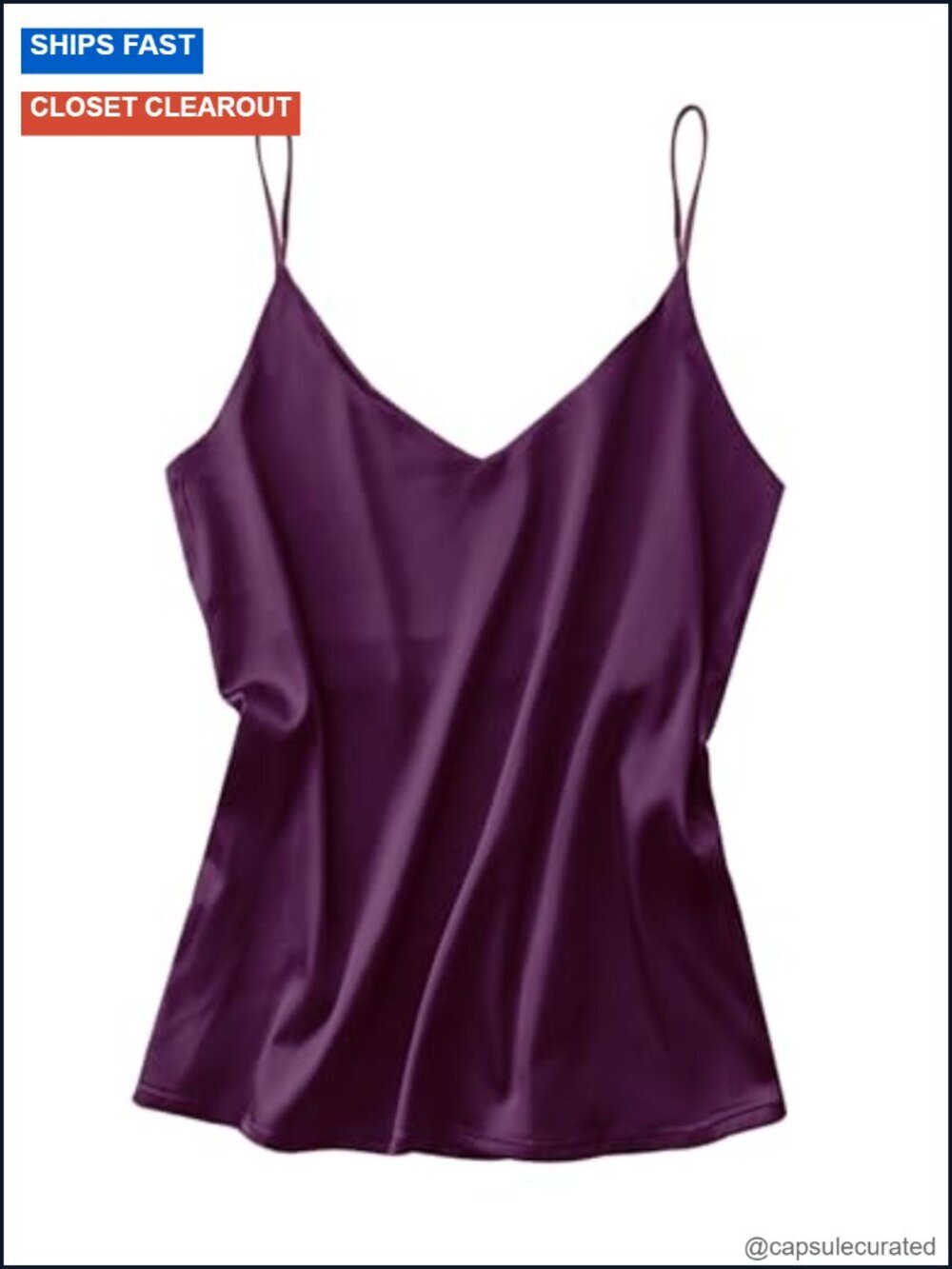 Satin Camisole Top Womens V Neck Pajama Tank Top Spaghetti Strap Basic Cami